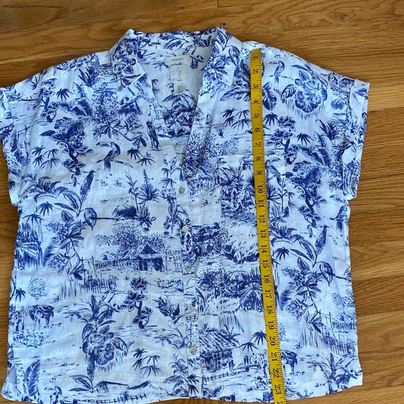 Joie Blue and White Tropical Print Blouse - Picture 6 of 6
